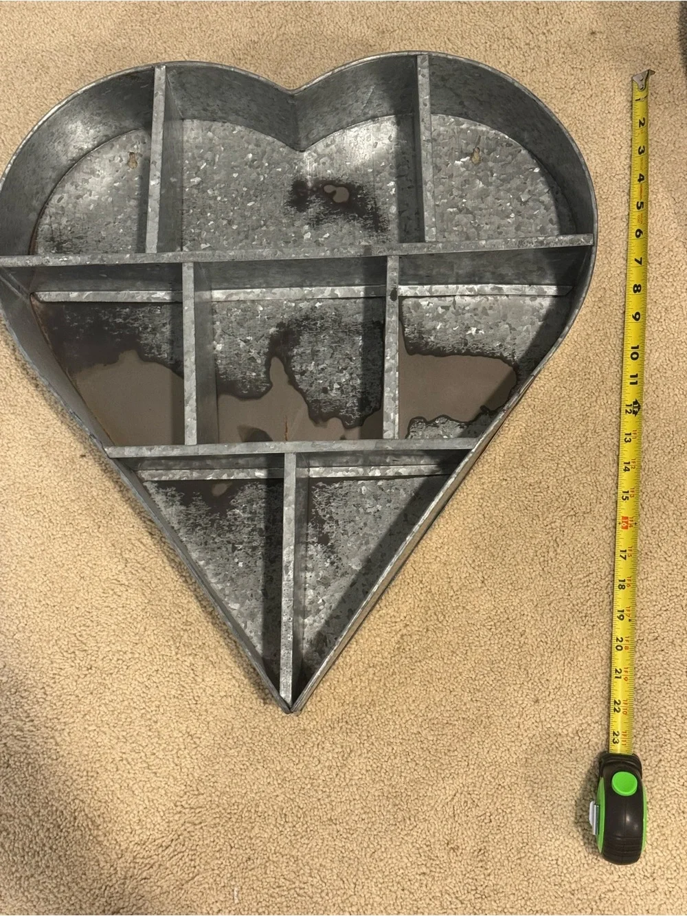 Set of 2 Galvanized Metal Heart Shaped Wall Organizer